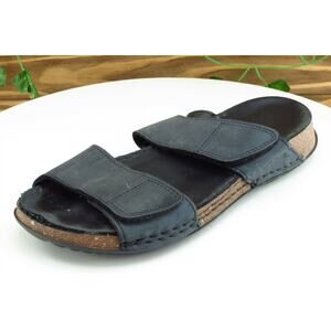 La Plume Sz 37 M Black Slide Leather Women Sandals‎